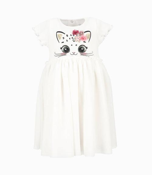 Vestido bebé con tul 3 meses / Blanco