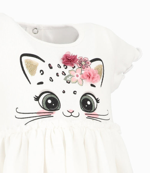 Vestido bebé con tul 3 meses / Blanco