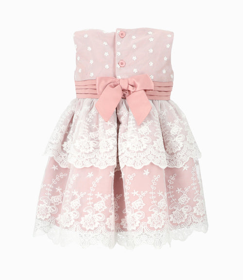 Vestido bebé de tul bordado 3 meses / Rosado