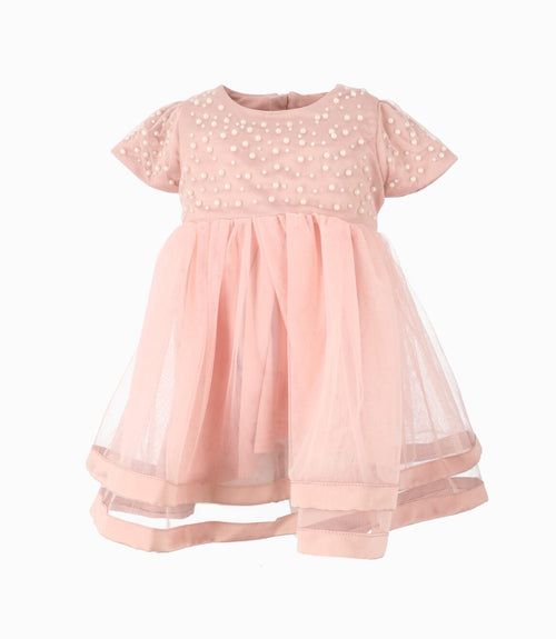 Vestido bebé con perlas 3 meses / Rosado