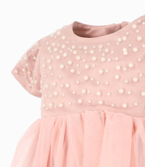 Vestido bebé con perlas 3 meses / Rosado