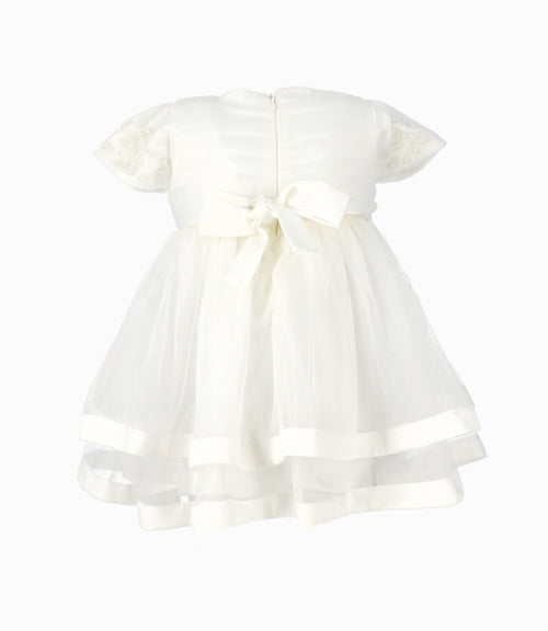 Vestido bebé con perlas 3 meses / Blanco