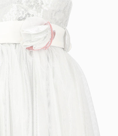 Vestido bebé niña con tul 3 meses / Blanco