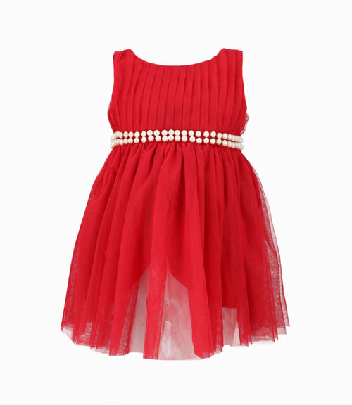 Vestido bebé niña con perlas 3 meses / Rojo