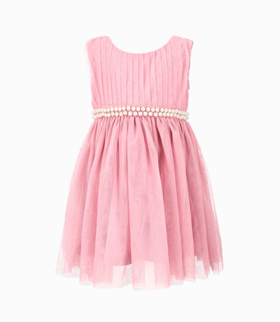 Vestido bebé niña con perlas 3 meses / Palo Rosa