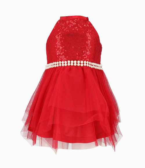 Vestido bebé niña con perlas 3 meses / Rojo