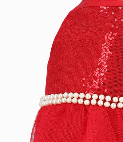 Vestido bebé niña con perlas 3 meses / Rojo