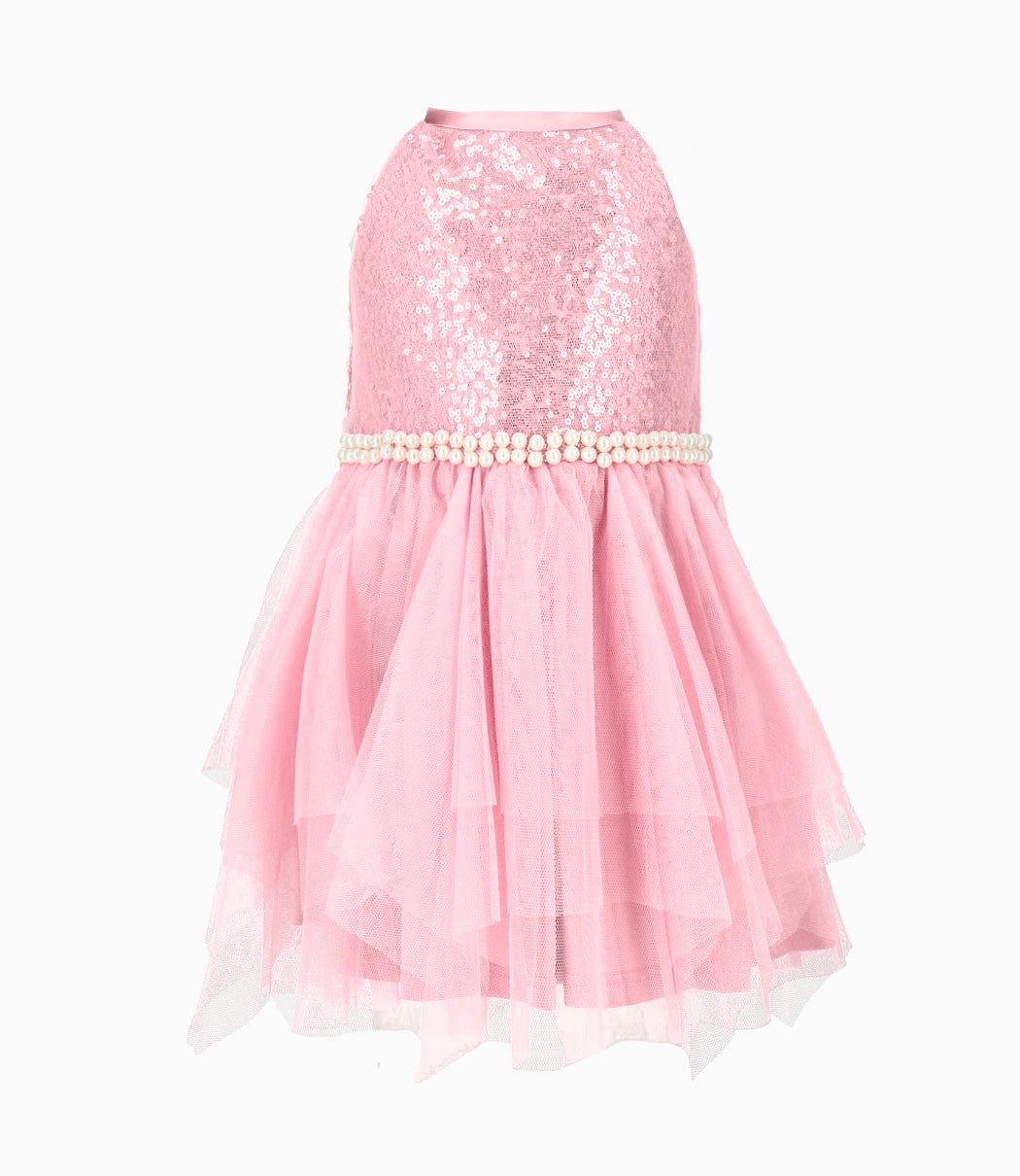 Vestido bebé niña con perlas 3 meses / Palo Rosa