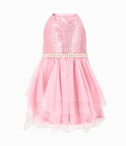 Vestido bebé niña con perlas 3 meses / Palo Rosa