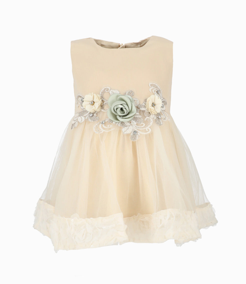 Vestido bebé niña con tul 3 meses / Blanco