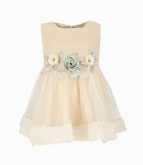 Vestido bebé niña con tul 3 meses / Blanco
