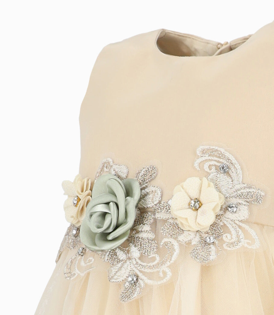 Vestido bebé niña con tul 3 meses / Blanco