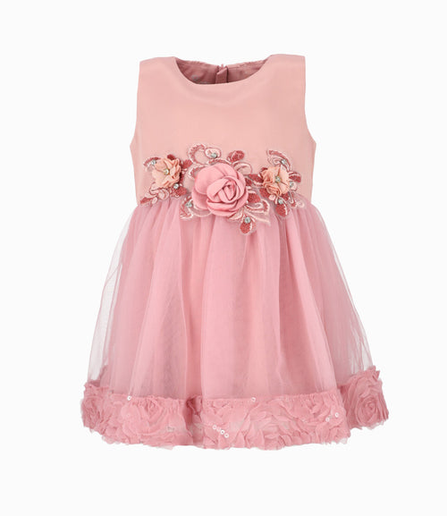 Vestido bebé niña con tul 3 meses / Palo Rosa