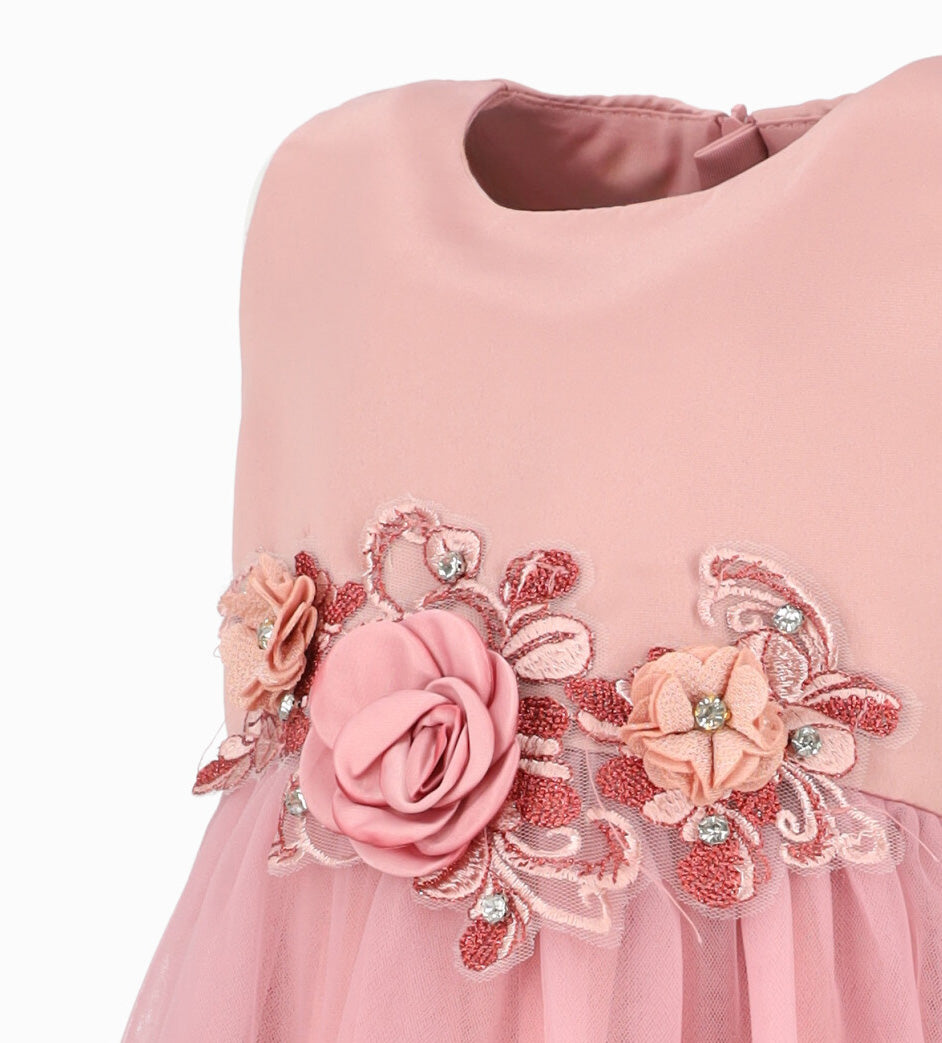 Vestido bebé niña con tul 3 meses / Palo Rosa