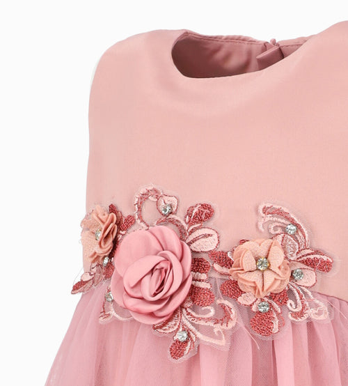 Vestido bebé niña con tul 3 meses / Palo Rosa