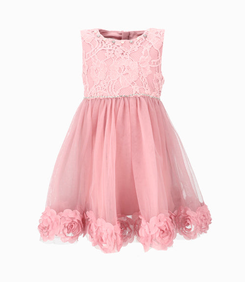 Vestido bebé niña con flores 3 meses / Palo Rosa