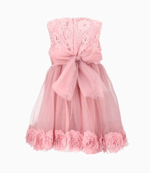 Vestido bebé niña con flores 3 meses / Palo Rosa