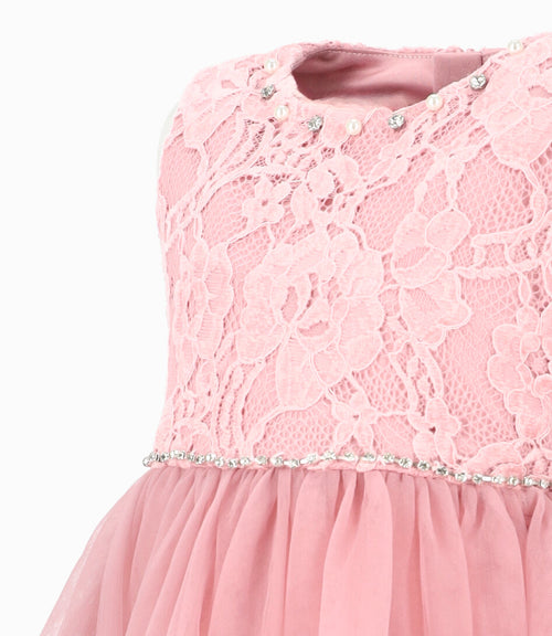 Vestido bebé niña con flores 3 meses / Palo Rosa