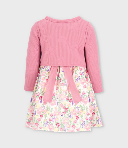 Vestido bebé floreado con bolero 3 meses / Blanco