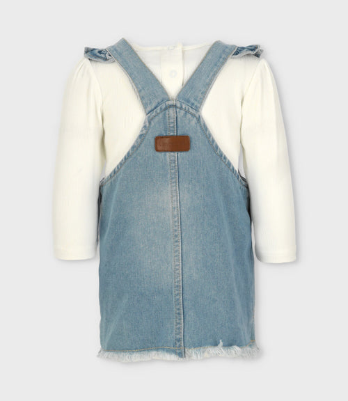 Vestido bebé de denim 3 meses / Celeste