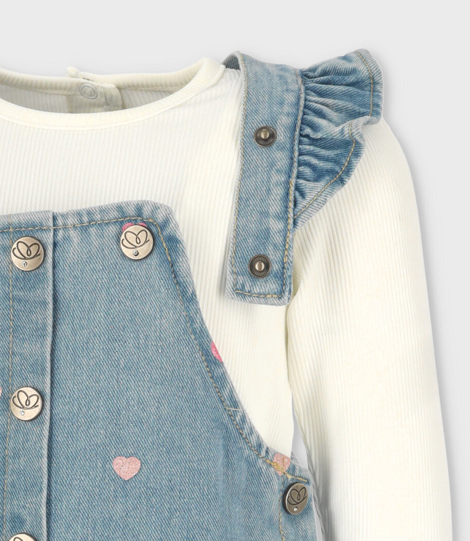 Vestido bebé de denim 3 meses / Celeste