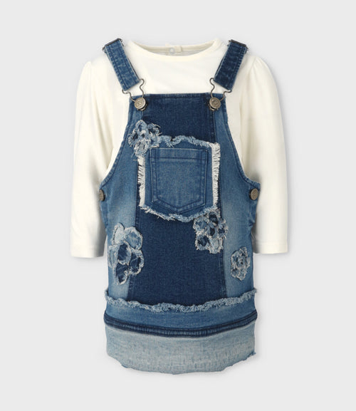 Vestido bebé aplicación de flores 3 meses / Azul Marino