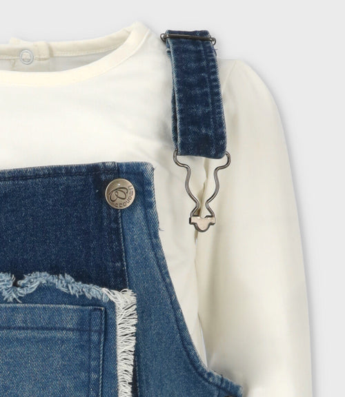 Vestido bebé aplicación de flores 3 meses / Azul Marino