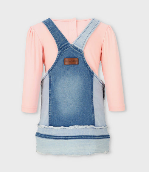 Vestido bebé aplicación de flores 3 meses / Celeste