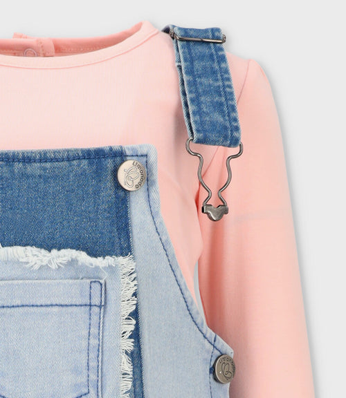 Vestido bebé aplicación de flores 3 meses / Celeste