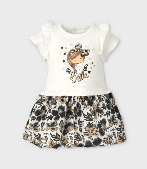 Vestido bebé con flores y estampado 3 meses / Blanco