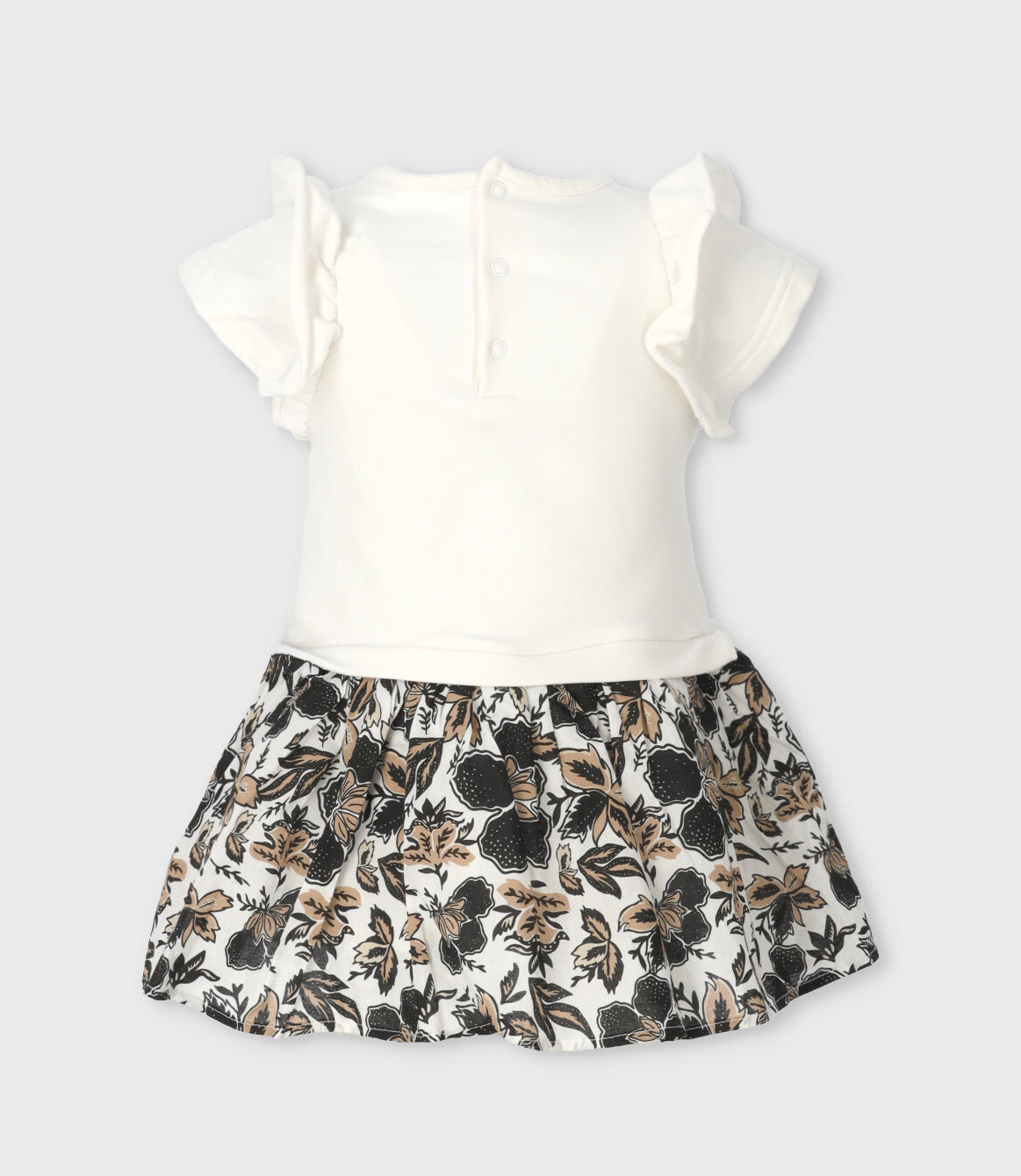 Vestido bebé con flores y estampado 3 meses / Blanco