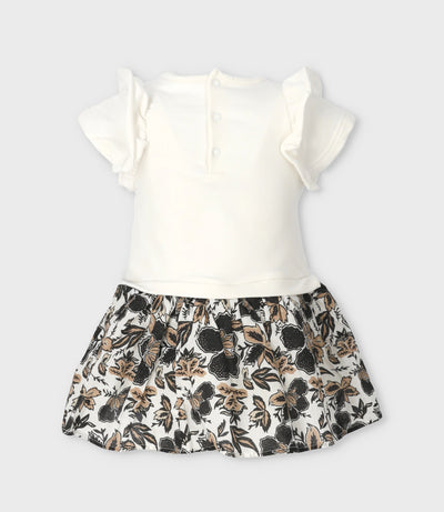 Vestido bebé con flores y estampado 3 meses / Blanco