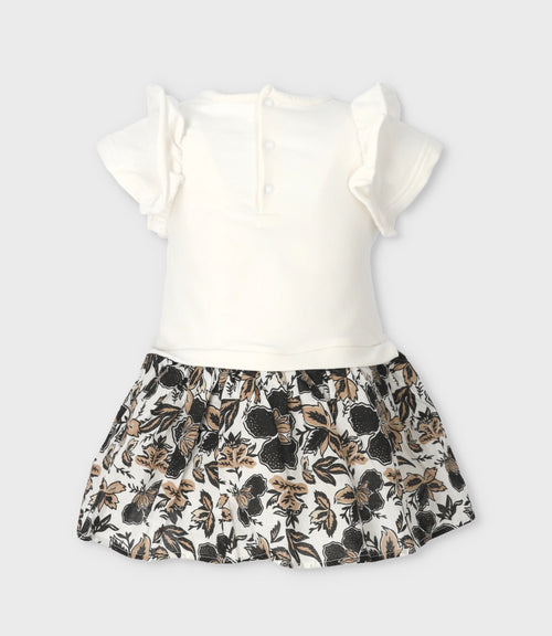 Vestido bebé con flores y estampado 3 meses / Blanco