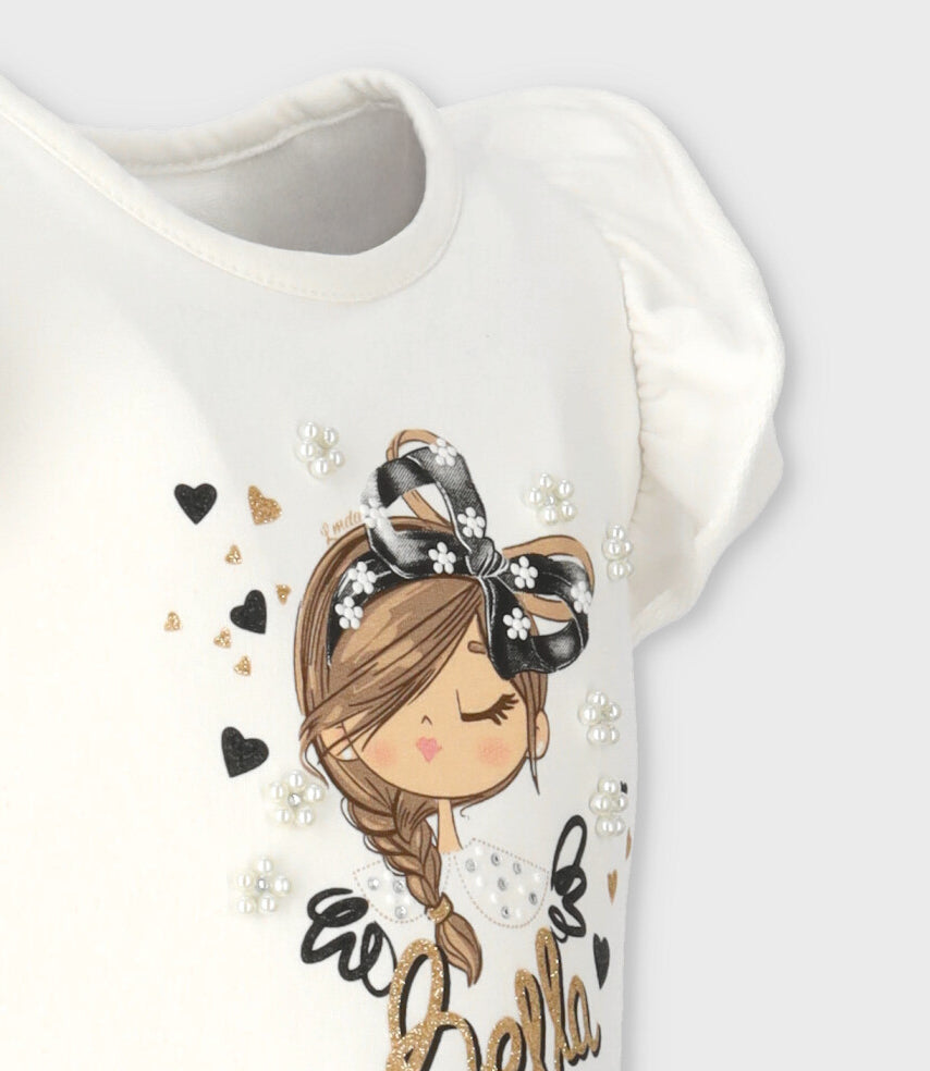 Vestido bebé con flores y estampado 3 meses / Blanco