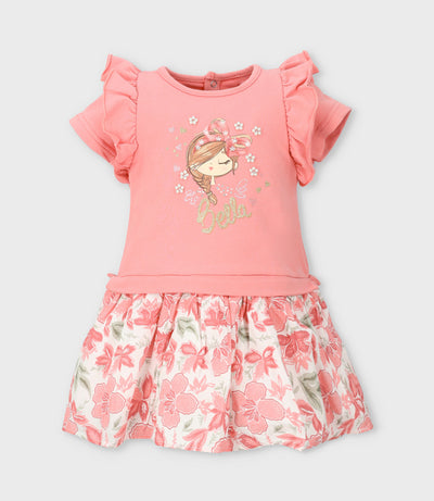 Vestido bebé con flores y estampado 3 meses / Coral