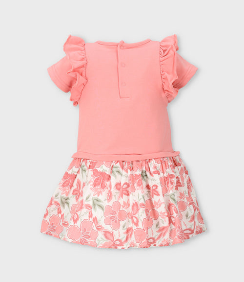 Vestido bebé con flores y estampado 3 meses / Coral