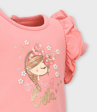 Vestido bebé con flores y estampado 3 meses / Coral