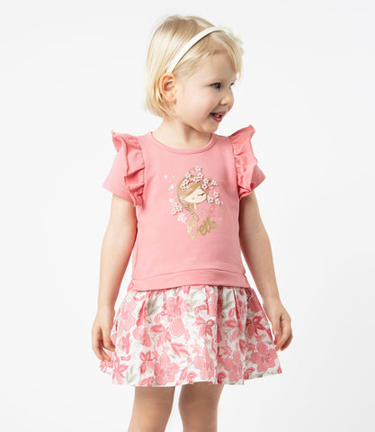 Vestido bebé con flores y estampado