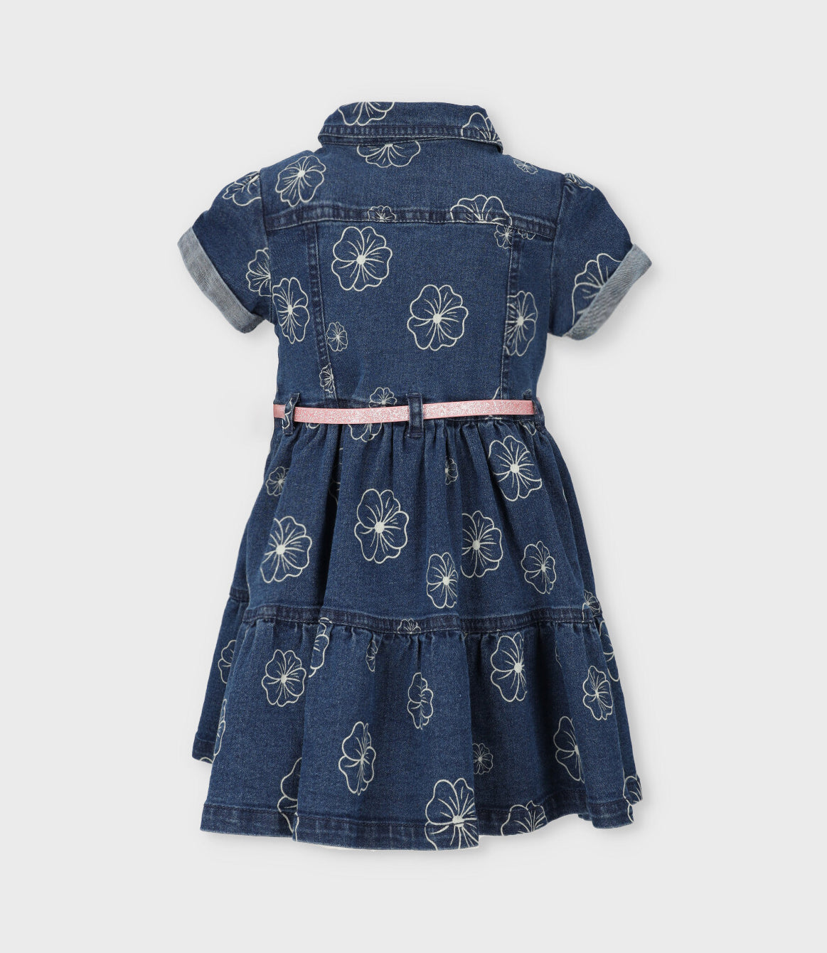 Vestido bebé de denim con flores 3 meses / Azul Marino