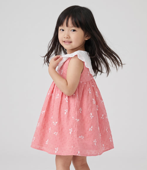 Vestido bebé con vuelos y flores 3 meses / Coral