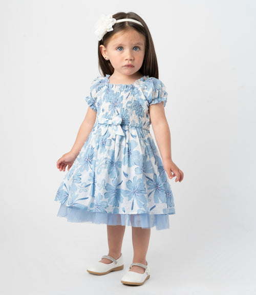 Vestido bebé floreado 3 meses / Celeste