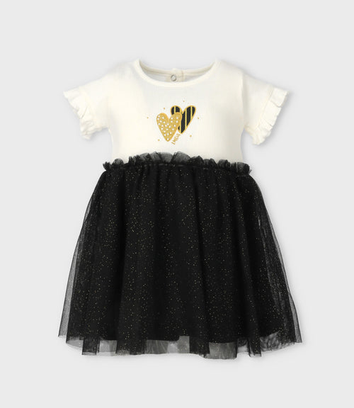 Vestido bebé acanalado 3 meses / Negro