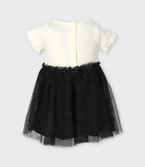 Vestido bebé acanalado 3 meses / Negro