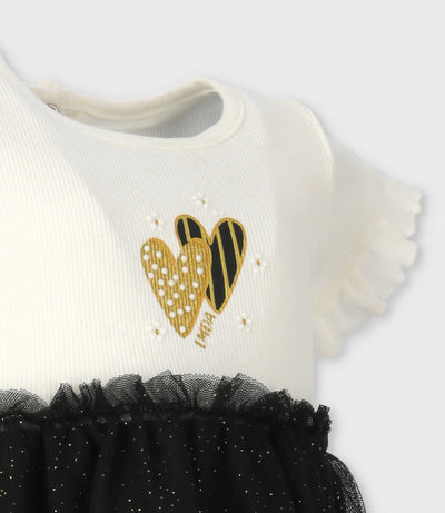 Vestido bebé acanalado 3 meses / Negro