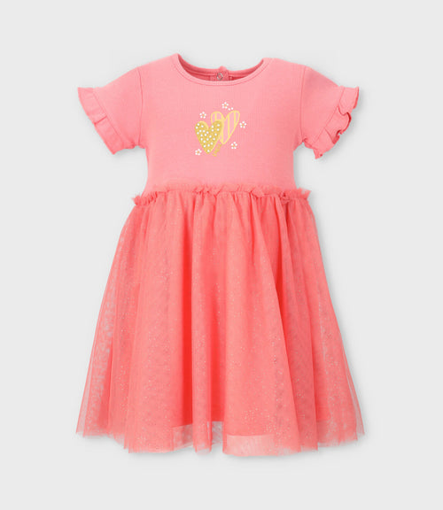 Vestido bebé acanalado 3 meses / Coral