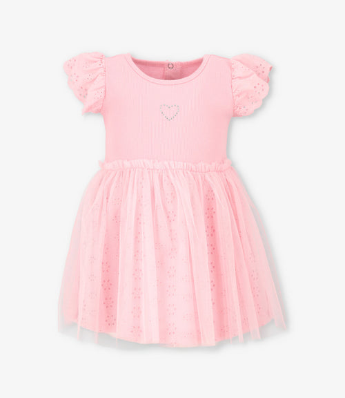 Vestido bebé tull borado 3 meses / Rosado