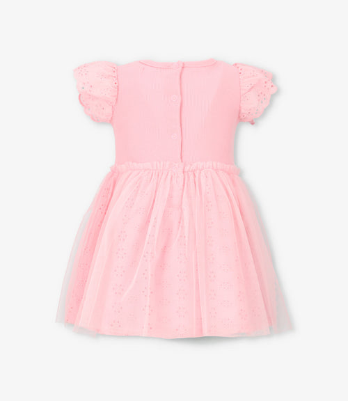 Vestido bebé tull borado 3 meses / Rosado