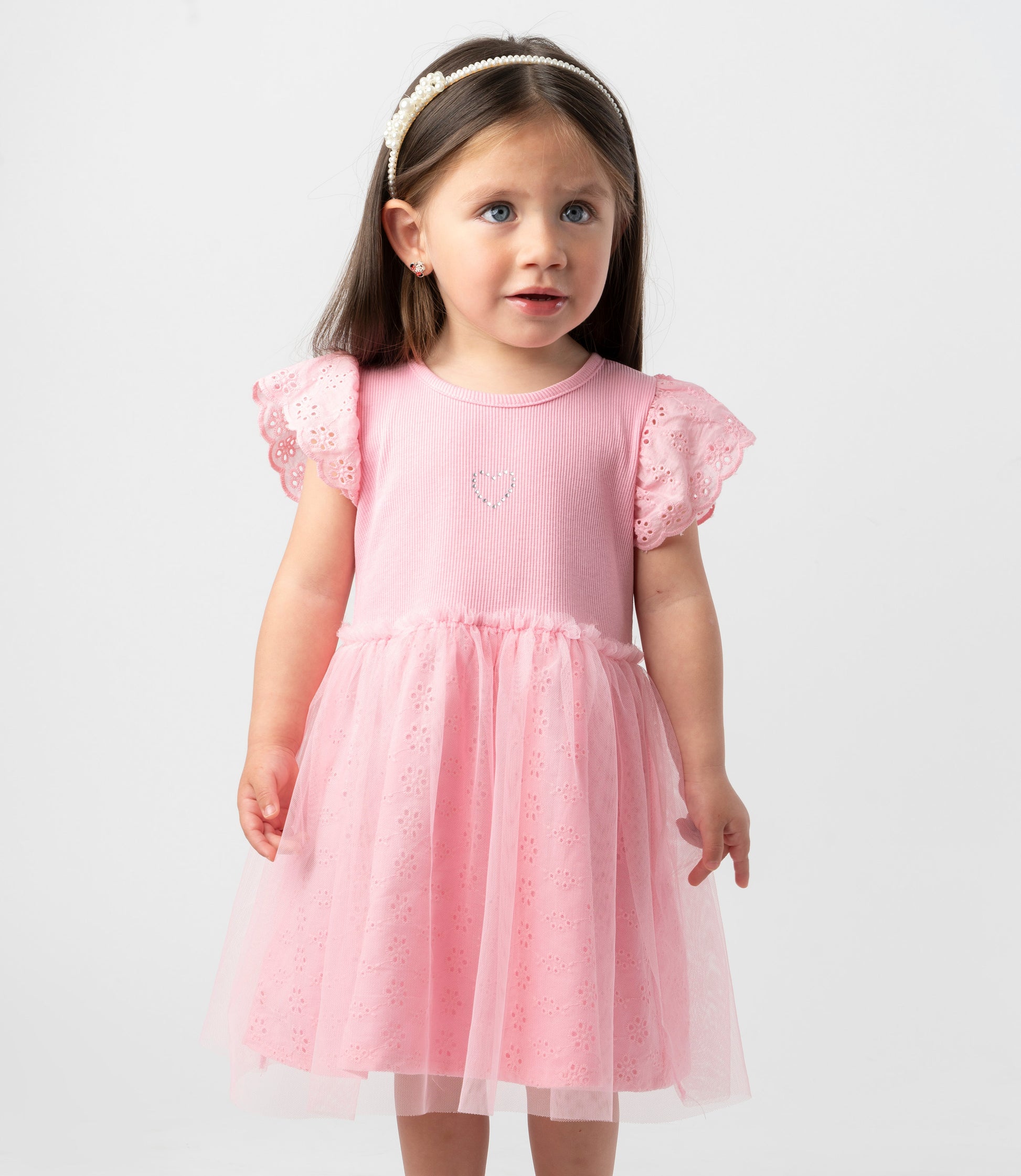 Vestido bebé tull borado 3 meses / Rosado