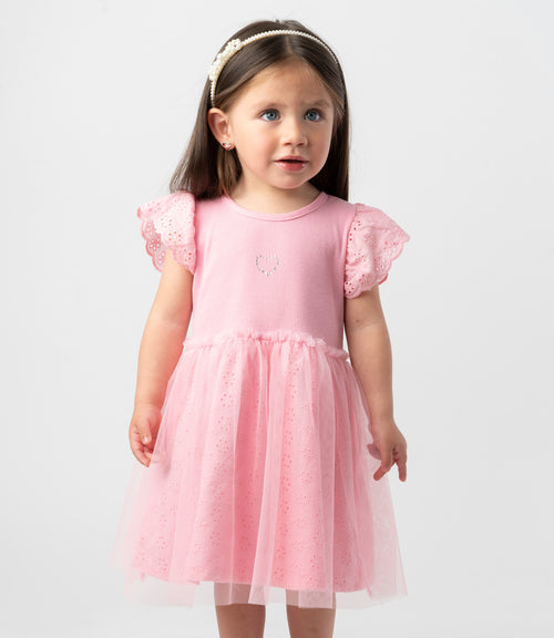 Vestido bebé tull borado 3 meses / Rosado