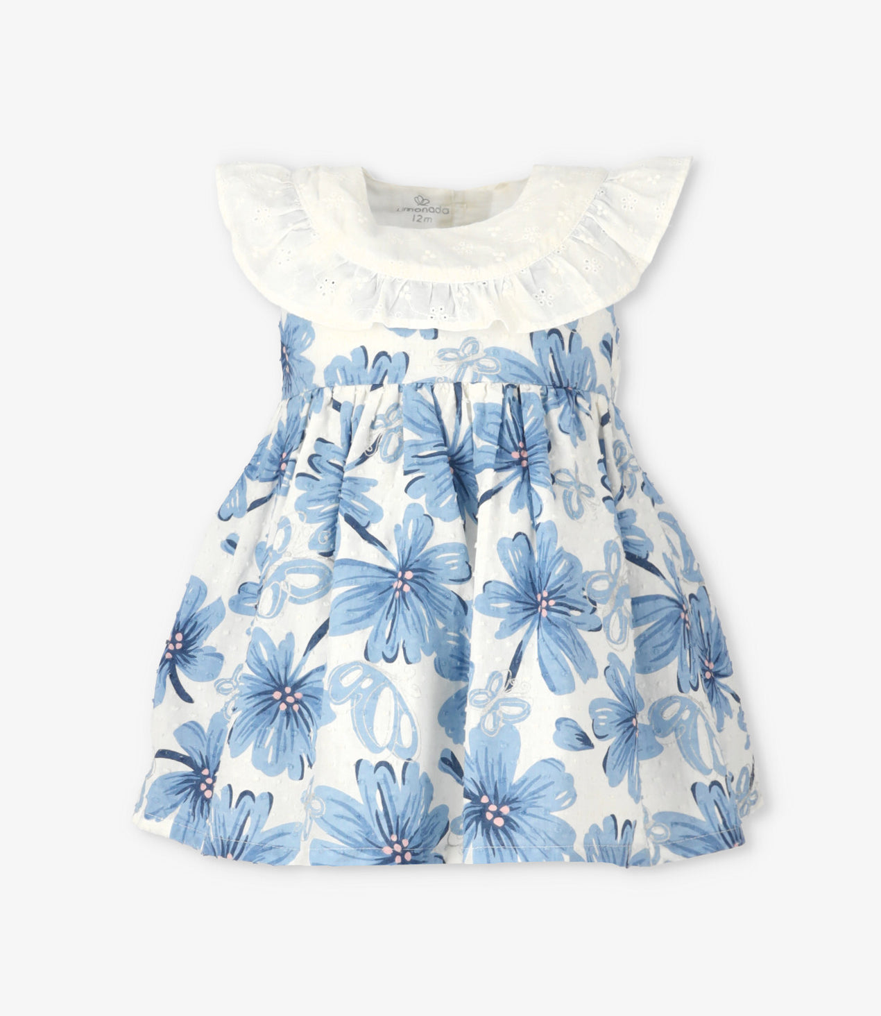 Vestido bebé floreado 3 meses / Celeste